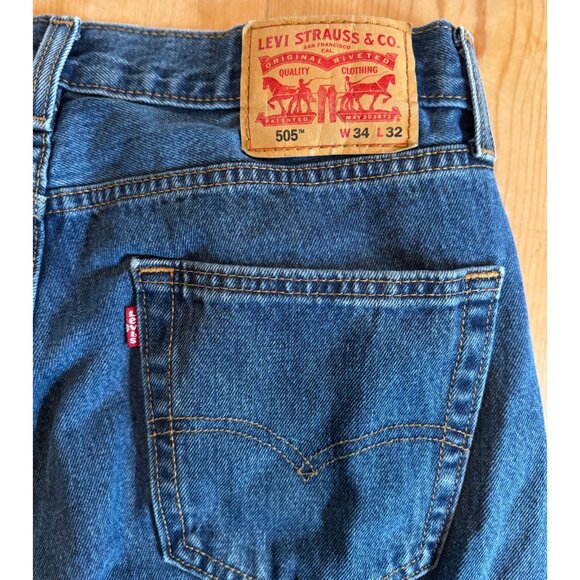Levi’s 505 Regular Fit Straight Leg Jeans W34 L32 Zip Fly Blue - Picture 6 of 8